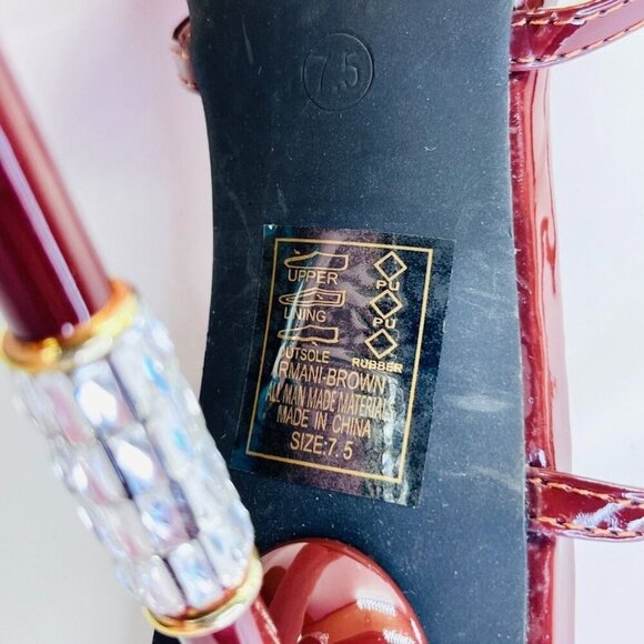 Azalea Wang Brown Jeweled Heels Size 7.5 Brown Leather 5" Heel Formal Event - Picture 12 of 15